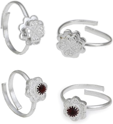 AanyaCentric Stone Silver Plated Toe Ring Set