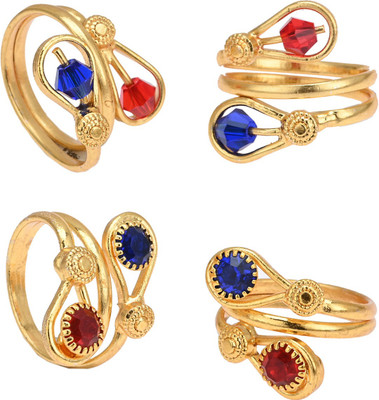 AanyaCentric Stone Gold Plated Toe Ring Set