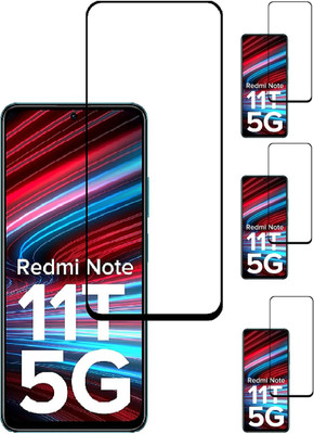 ISAAK Edge To Edge Tempered Glass for Redmi Note 11T 5G Edge to Edge, Full Glue, 11D Tempered Glass(Pack of 4)