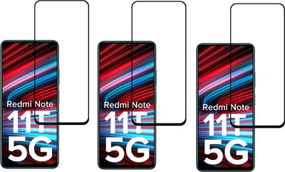 ISAAK Edge To Edge Tempered Glass for Redmi Note 11T 5G Edge to Edge, Full Glue, 11D Tempered Glass(Pack of 3)
