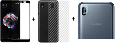RAGRO Front and Back Tempered Glass for Edge To Edge Tempered Glass And Back Stripes Skin And Camera Tempered Glass (3 in 1) Combo For Samsung Galaxy A01 Core(Pack of 1)
