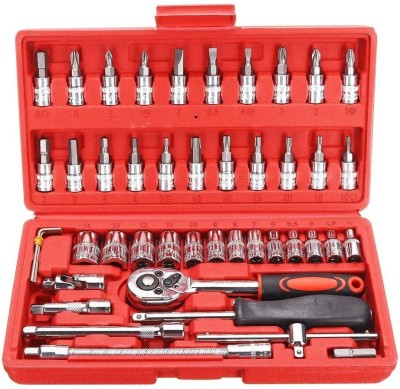 OLET High Quality 46 in 1 Pcs Tool Kit & Screwdriver and Socket Set Multi Purpose Combination Tool Case Precision Socket Set Hand Tool Kit Socket Set(Pack of 46)