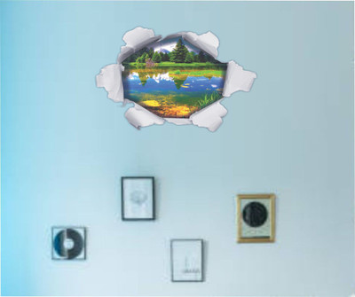 Varadvinayak 45 cm River in magical wall hole Self Adhesive Sticker(Pack of 1)