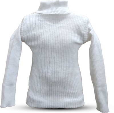 siccity Solid High Neck Casual Baby Boys & Baby Girls White Sweater