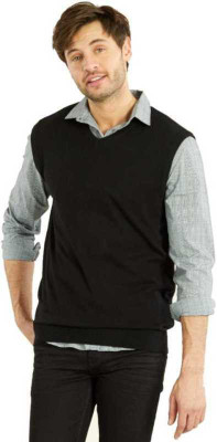 A N Enterprises Solid V Neck Casual Men Black Sweater
