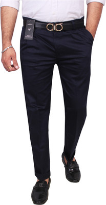 INDIAN PLANET Regular Fit Men Dark Blue Trousers