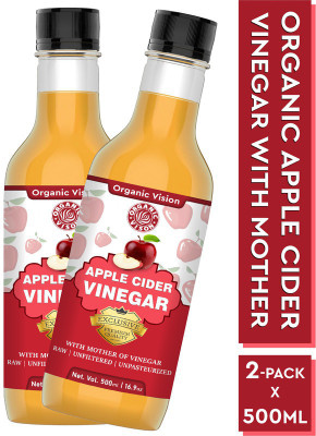 OrganicVison Apple Cider Vinegar for Weight Loss With Strand of Mother Unfiltered And Undiluted Vinegar (500ml X 2) Vinegar(2 x 500 ml)