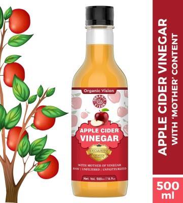 OrganicVison Apple Cider Vinegar With 2x Mother Raw & Unfiltered Rich in Natural and Healthy Vitamins and Multivitamins for Skin, Hair and Weight Loss Vinegar(500 ml)