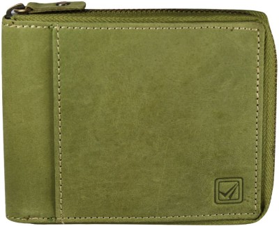 Style 98 Men & Women Green Genuine Leather Wallet(4 Card Slots)