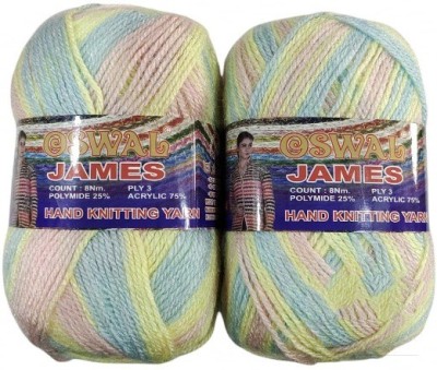 NTGS Oswal James Knitting Yarn Wool,Lemon seegreen Mix Ball 400 gm (1ball /100 Gram) Best Used with Knitting Needles, Crochet Needles Wool Yarn for Knitting. by Oswal Shade no-7