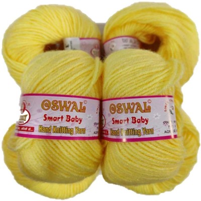 JEFFY Oswal Smart Baby Wool Hand Knitting Soft Fingering Crochet Hook Colour White 14pcs (350gms) 25gm Each Ball Shade no.3 Lemon Yellow