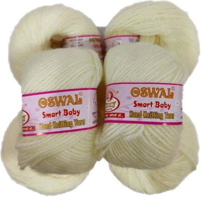 JEFFY Oswal Smart Baby Wool Hand Knitting Soft Fingering Crochet Hook 16pcs (400gms) 25gm Each Ball Shade no.11 Off White