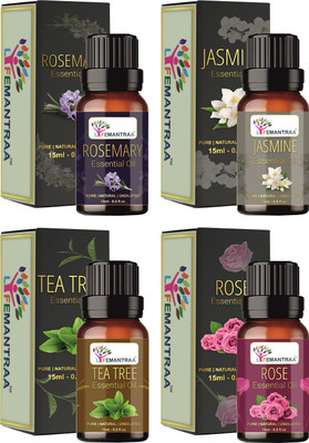 lifemantraa Pure Rosemary, Jasmine, Tea Tree and Rose Essential Oil (15ml each)(60 ml)