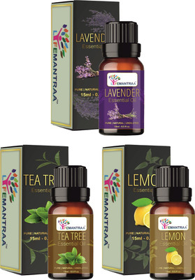 lifemantraa Pure Lavender, Tea Tree and Lemon Essential Oil for Fragrance (15ml each)(45 ml)