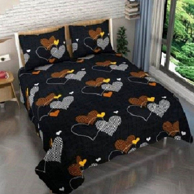 COTTON VILLAS 200 TC Cotton Double Printed Flat Bedsheet(Pack of 1, Black)