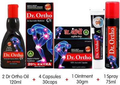 Dr. Ortho Pain Relief 1 Month Pack (120mlX 2Oil, 30 CapsuleX4 Box, 75ml Spray & 30gm Ointment) Liquid(120 ml)