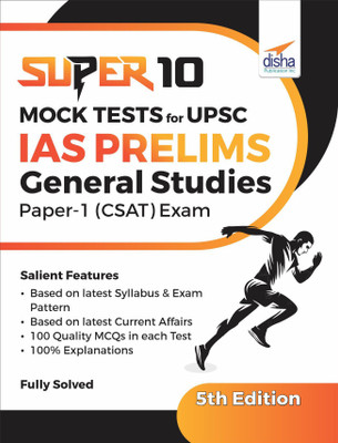 Super 10 Mock Tests for Upsc IAS Prelims General Studies Paper 1 (Csat) Exam(English, Paperback, unknown)