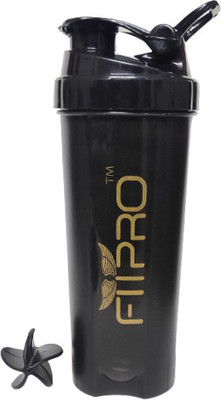 FitPro 750 ml Plastic Shaker(Pack of 1, Black)