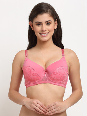 Makclan Bust your Buttons Brassiere Women T-Shirt Lightly Padded Bra(Pink)