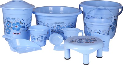 Novelty Store Bathroom Set 16L/5L Bucket, 11L Pedal Bin & dustpan, Patlo, 1.5L/1L Mug, Tub 18L 20 L Plastic Bucket(Blue)
