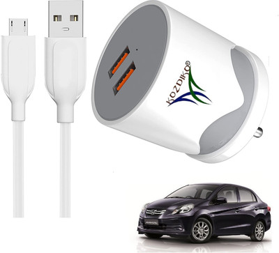 KOZDIKO 17 W Turbo Car Charger(White, With USB Cable)