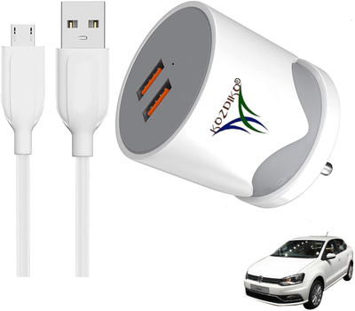KOZDIKO 17 W Turbo Car Charger(White, With USB Cable)