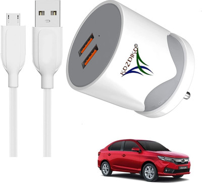 KOZDIKO 17 W Turbo Car Charger(White, With USB Cable)