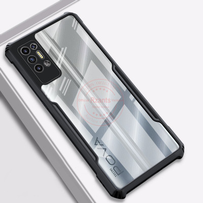 VAPRIF Back Cover for Tecno Pova 2, Transparent Hybrid Hard PC Back TPU Bumper, Shockproof, | Crystal Clear(Black, Shock Proof, Pack of: 1)