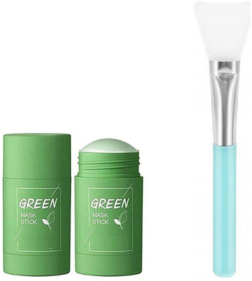 AVEU Face pack Brush, Green Tea Stick Mask(2 Items in the set)