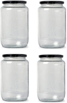 1st Time Glass Milk Container  - 1000 ml(Pack of 4, Clear, White)