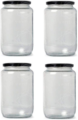 AFAST Glass Pickle Jar  - 400 ml(Pack of 4, Clear)