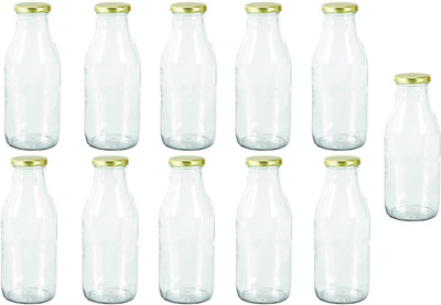 Somil Glass Water And Milk Bottle With Transparent Inner View, 500Ml, Pack Of 11 500 ml Bottle(Pack of 11, Clear, Glass)