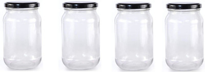 AFAST Glass Cookie Jar  - 400 ml(Pack of 4, Clear)