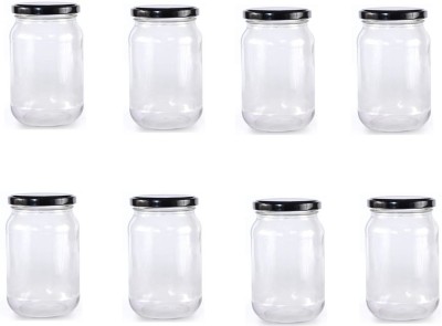 AFAST Glass Cookie Jar  - 400 ml(Pack of 8, Clear)