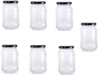 1st Time Glass Tea Coffee & Sugar Container  - 400 ml(Pack of 7, Clear, White)