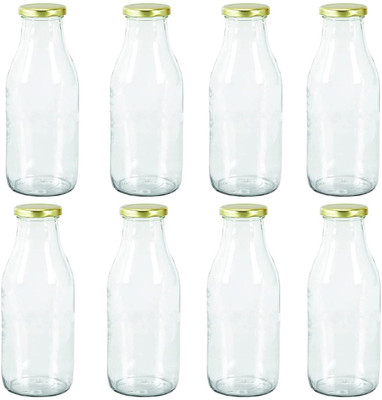 Somil Glass Water And Milk Bottle With Transparent Inner View, 500Ml, Pack Of 8 500 ml Bottle(Pack of 8, Clear, Glass)