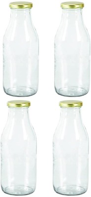 Somil Glass Water And Milk Bottle With Transparent Inner View, 500Ml, Pack Of 4 500 ml Bottle(Pack of 4, Clear, Glass)