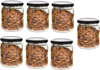 AFAST Glass Cookie Jar  - 500 ml(Pack of 7, Clear)