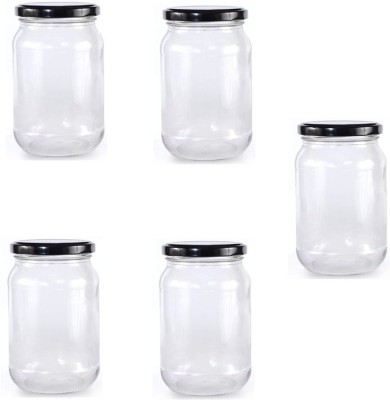 AFAST Glass Cookie Jar  - 400 ml(Pack of 5, Clear)