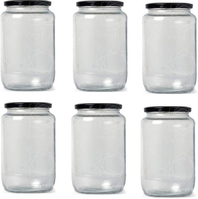 AFAST Glass Pickle Jar  - 1000 ml(Pack of 6, Clear)