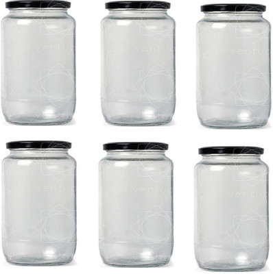 AFAST Glass Pickle Jar  - 1000 ml(Pack of 6, Clear)