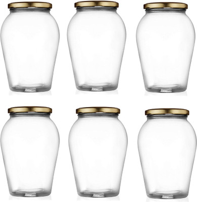AFAST Glass Pickle Jar  - 500 ml(Pack of 6, Clear)