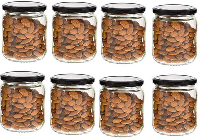AFAST Glass Cookie Jar  - 500 ml(Pack of 8, Clear)