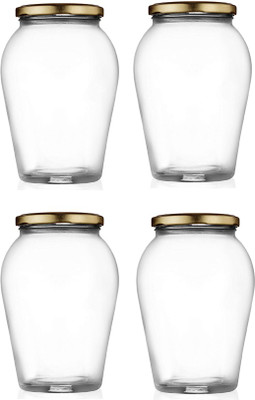 AFAST Glass Pickle Jar  - 1000 ml(Pack of 4, Clear)