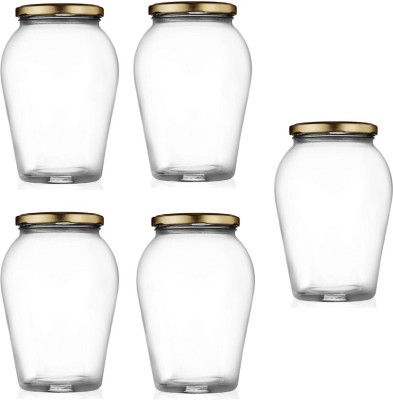 1st Time Glass Milk Container  - 1000 ml(Pack of 5, Clear, White)