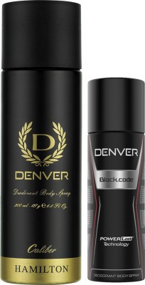 DENVER Caliber & Black Code Nano Deodorant Spray  -  For Men(250 ml, Pack of 2)