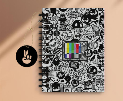 DI-KRAFT Doodling Art Notebook for Gift , home & office use spiral diary with Dangler(6*8 Inch) A5 Diary Unruled 160 Pages(Multicolor)