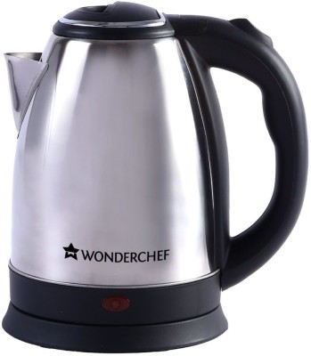 WONDERCHEF Crescent Electric Kettle, Stainless Steel Interior, Safety Locking Lid- 1.8L, 1800W Electric Kettle(1.8 L, Silver, Black)