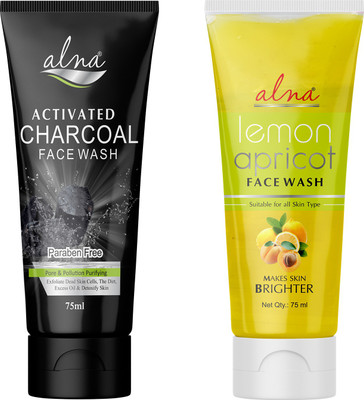 Alna Care Charcoal Activated With Lemon Apricot Face Wash | Combo Face Wash (150 Ml) For Rs. 73 @ 70% off