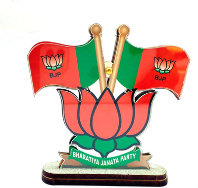 WOLCH BJP indian flag Double Sided Wind Car Dashboard Flag(Plastic)